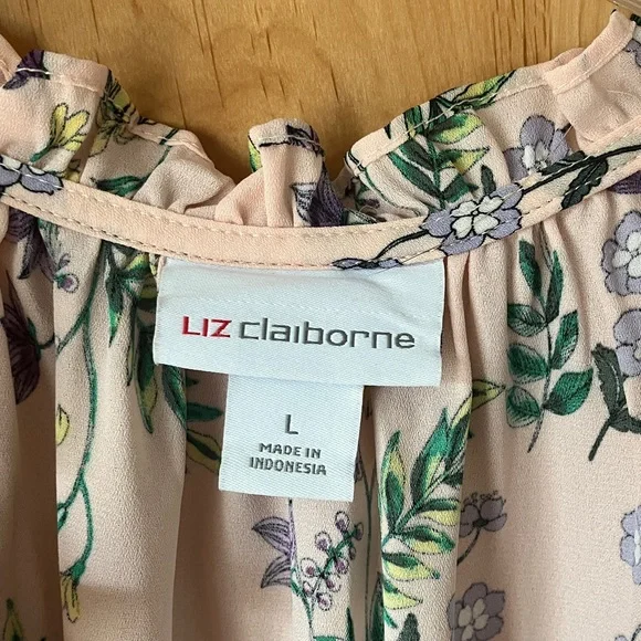 Liz Claiborne Floral Blouse - Pink and Green - Picture 2 of 7